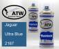Preview: Jaguar, Ultra Blue, 2167: 400ml Sprühdose + 400ml Klarlack - Set, von ATW Autoteile West.